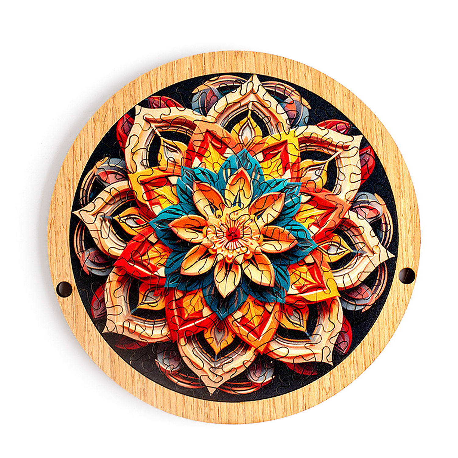DAM. Puzle y marco de madera con 70 piezas. Diseño Flor multicolor. 13x1x13cm.
