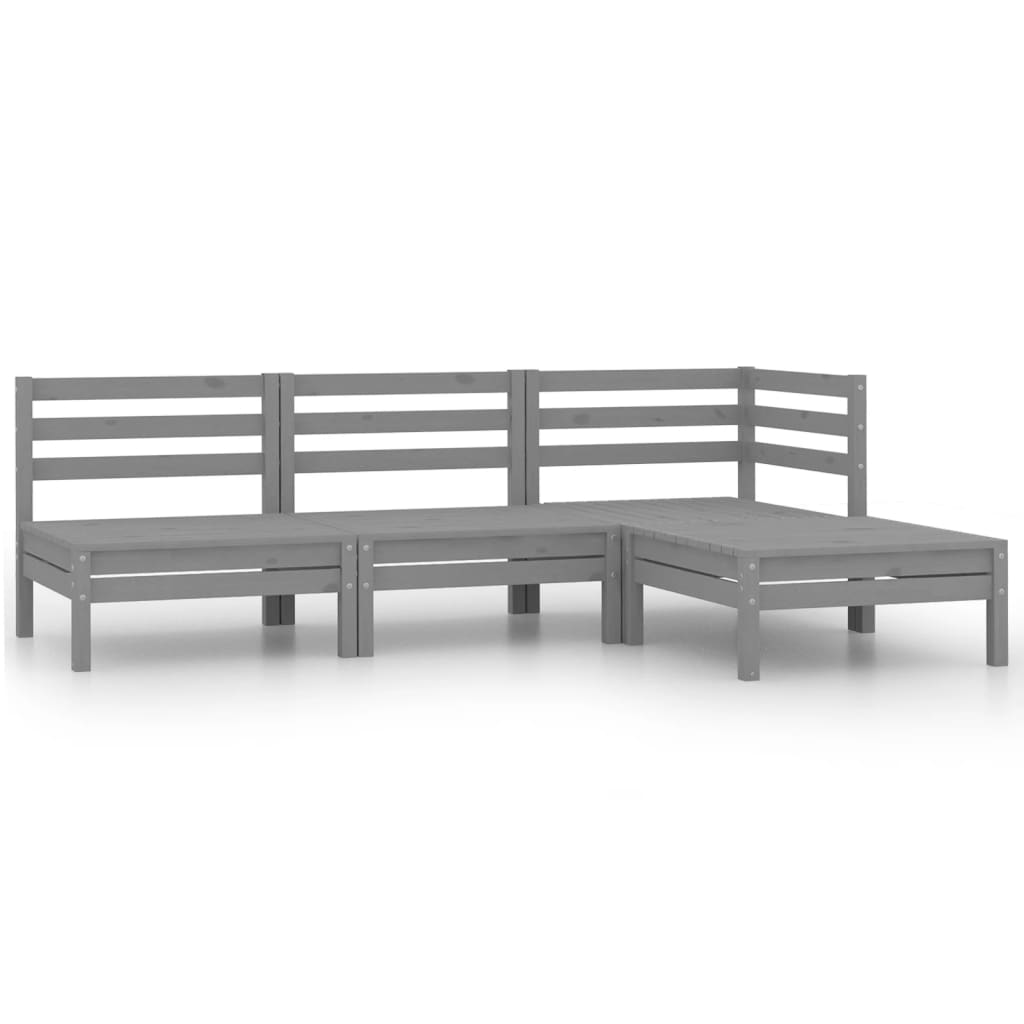 vidaXL Conjunto de muebles de jardín 4 piezas madera maciza pino gris