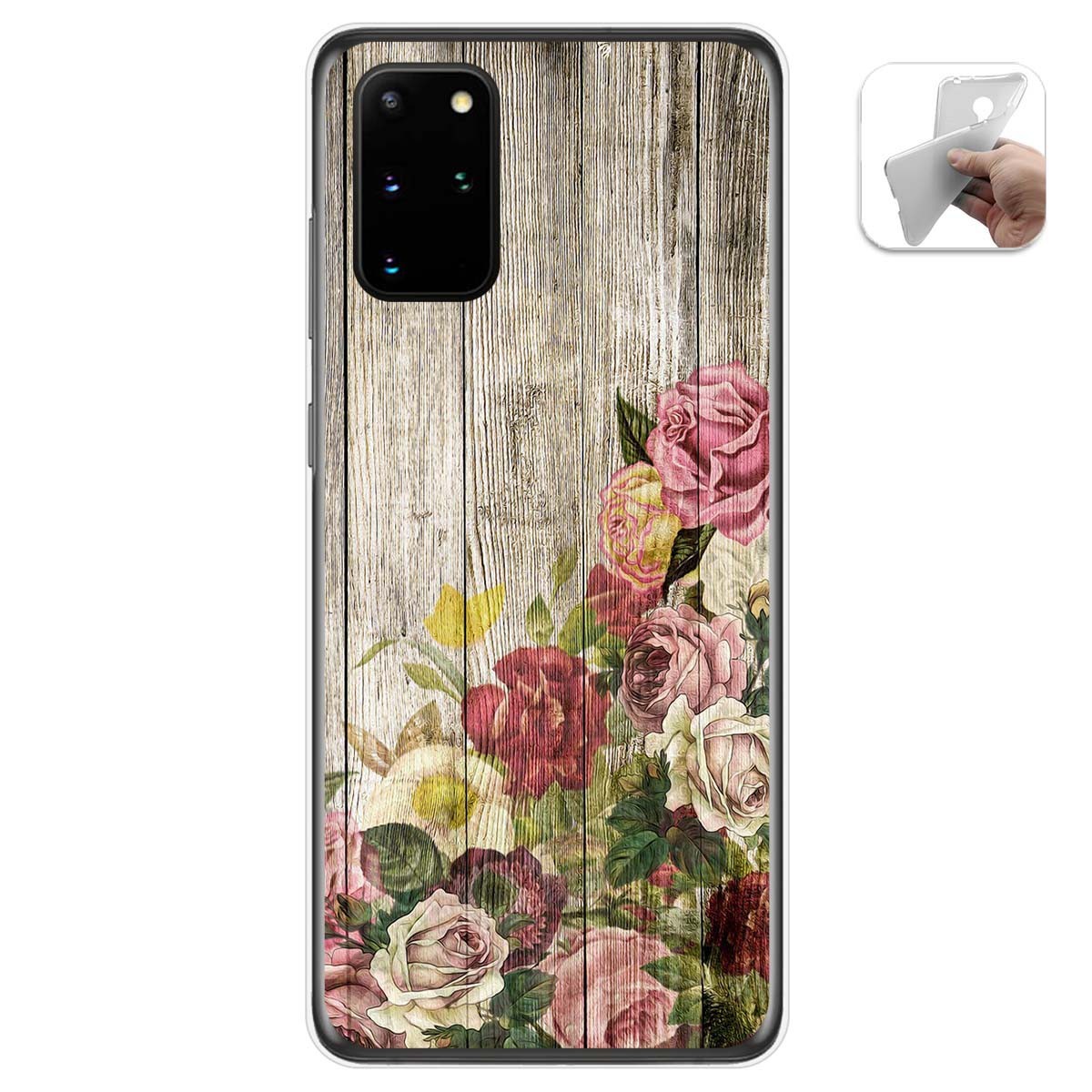 Tumundosmartphone Funda Gel Tpu para Samsung Galaxy S20+ Plus diseño Madera 08 Dibujos