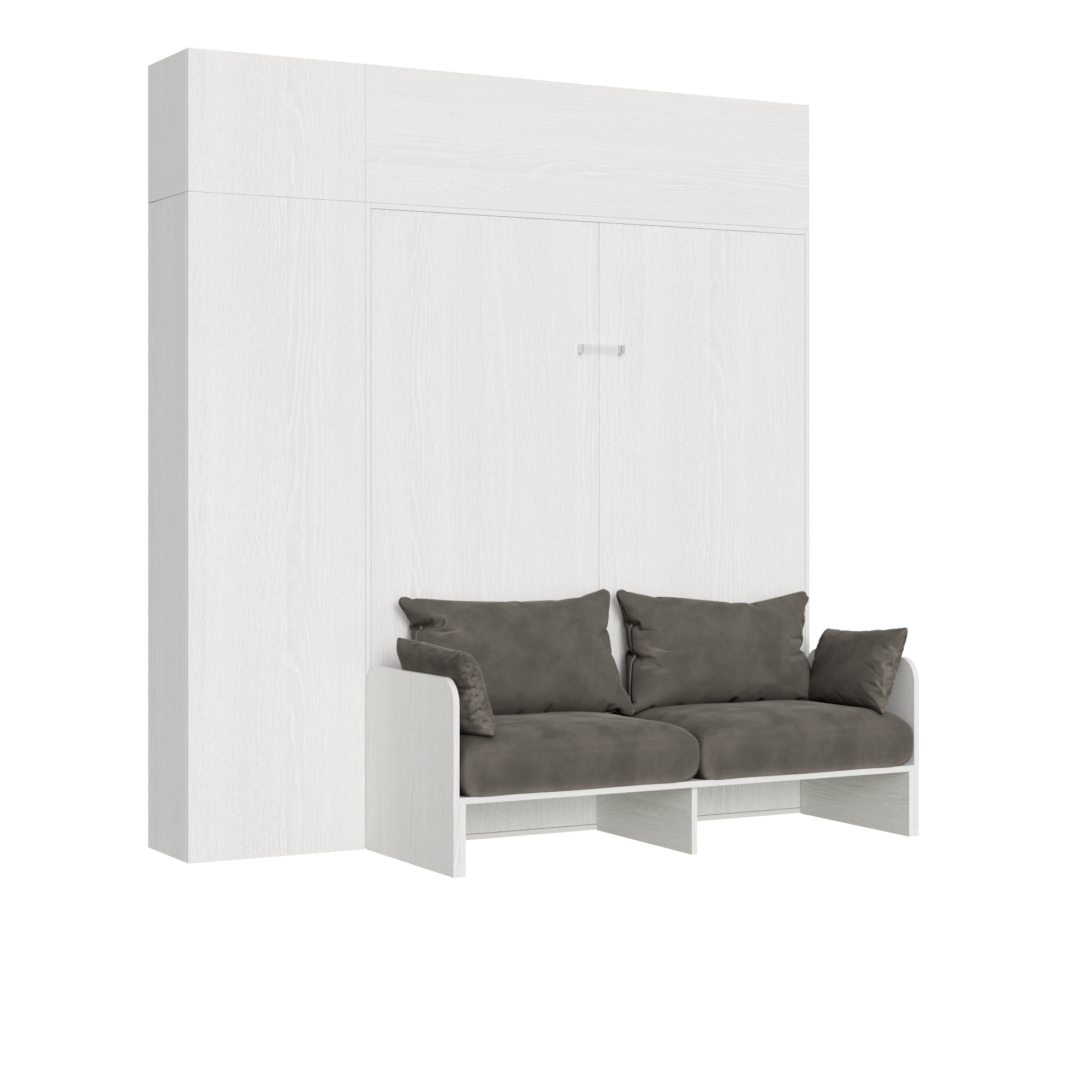 Sofá cama doble Kentaro blanco ceniza con columna - mueble de pared vasistas - mueble de pared sobre columna - Itamoby