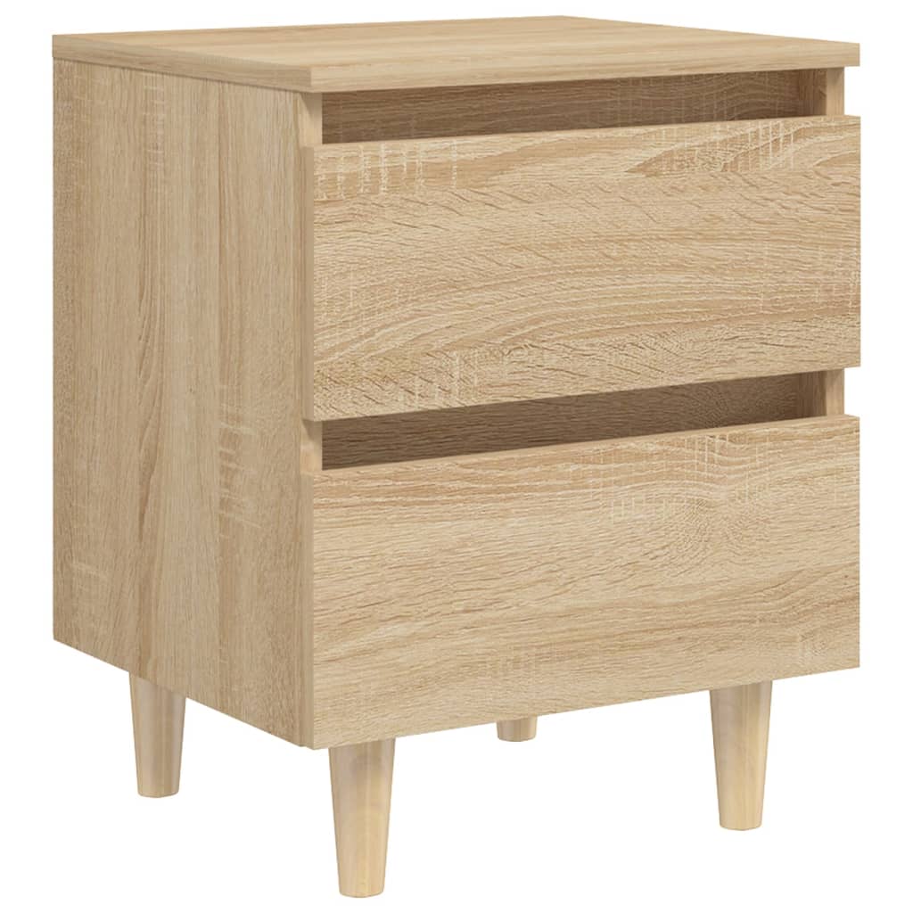 Vidaxl Mesita de Noche Patas de Madera Maciza 40x35x50cm Blanco