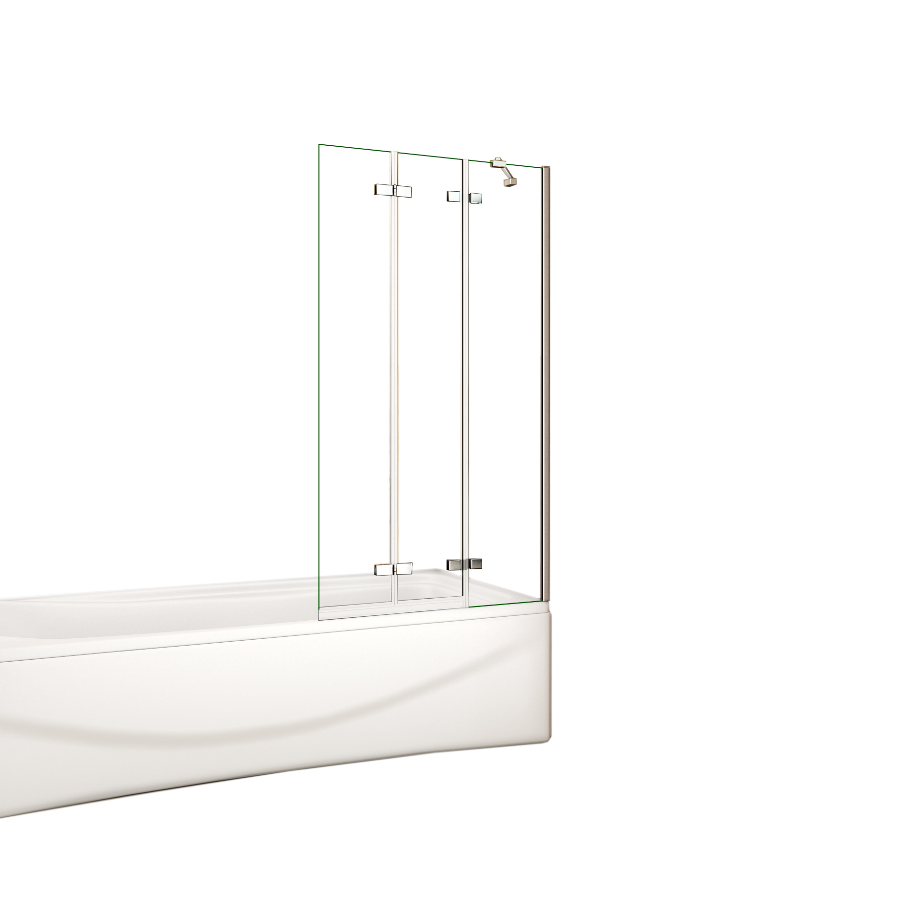 Mampara de Bañera Plegable 3 Hojas,Vidrio Templado 6mm,Cromado,(98-100)X140cm,Barra Soporte 35cm