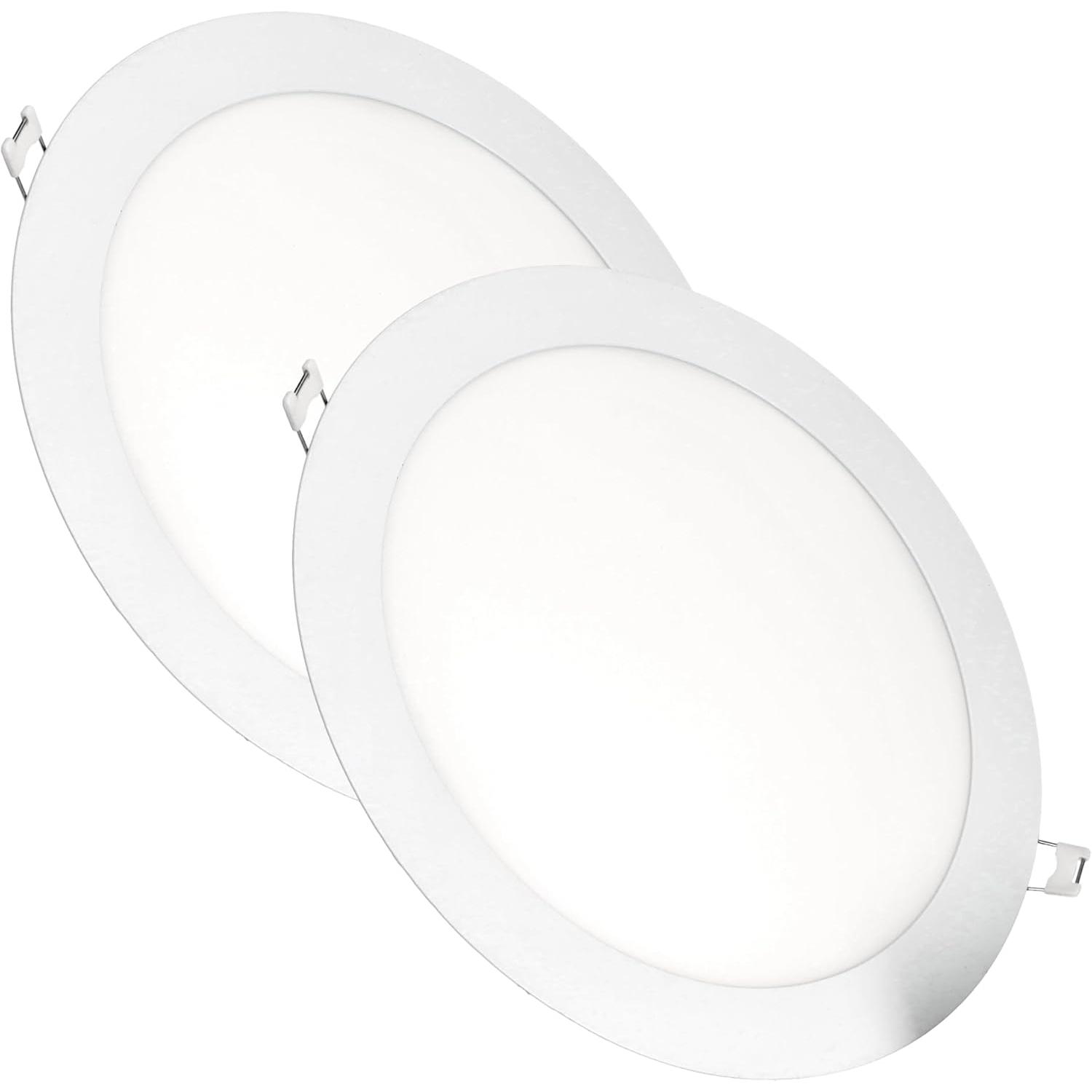 Jandei - Packs de Downlights Led 18W (Equivalente a 145W de Halógeno Convencional), Foco Empotrar en Techo Marco Redondo Blanco 222mm, Luz Blanca - Orificio de Corte 200mm, Transformador Incluido