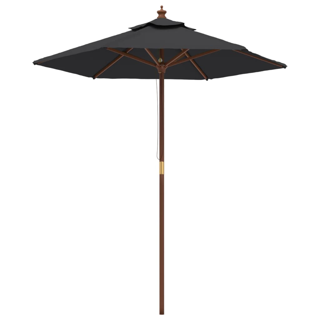 vidaXL Sombrilla de jardín con poste de madera negro 196x231 cm