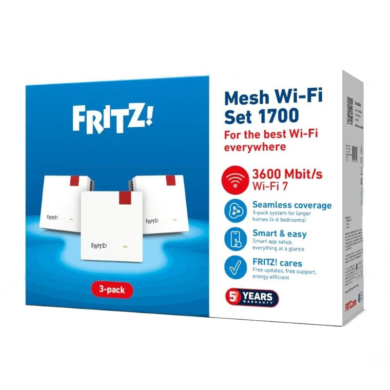 WiFi Mesh Fritz 3 Nodos 1700 Mbps Blanco Cobertura Amplia Fácil Configuración