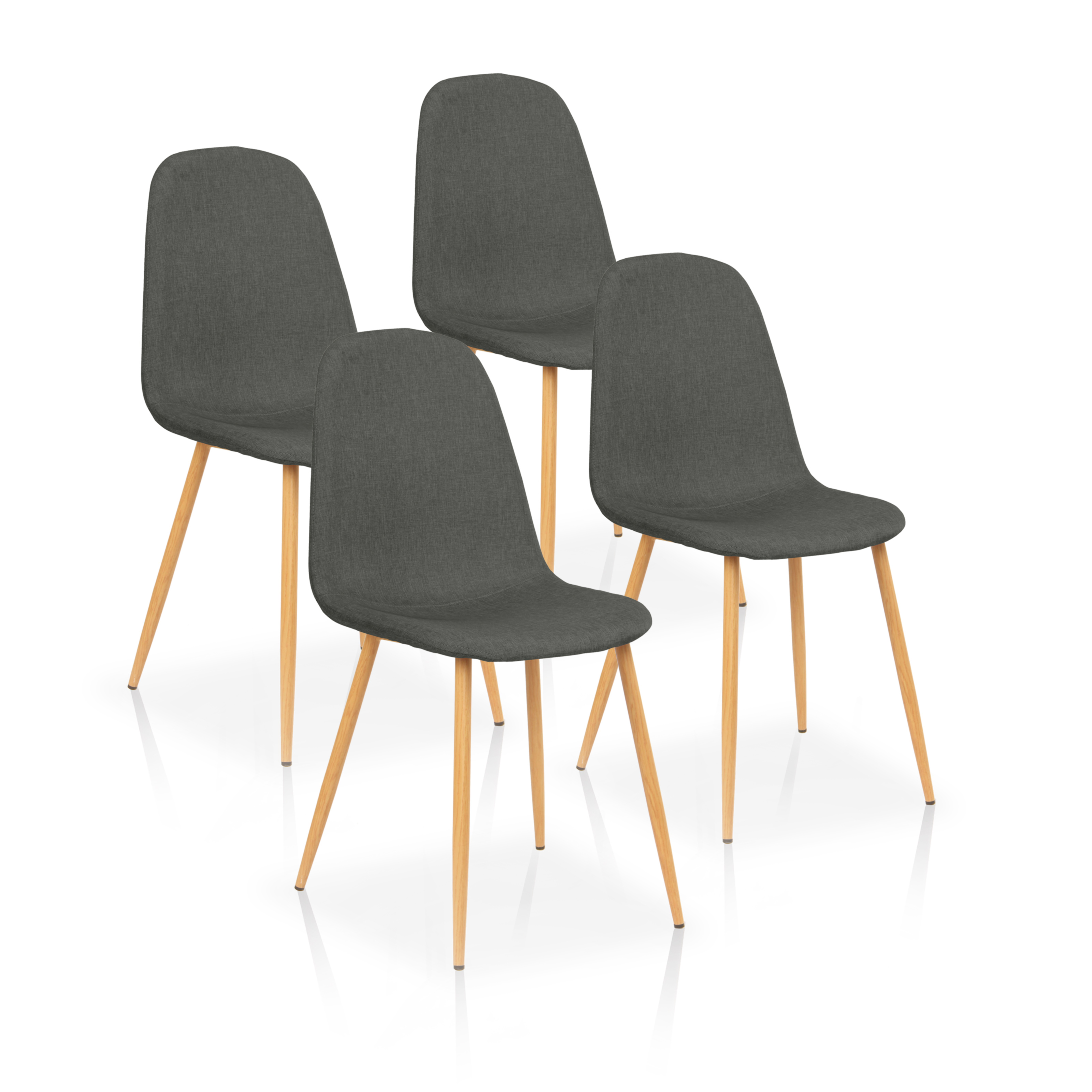 Furniture Style S.L. - Pack de 4 Sillas de Comedor Estilo Nórdico Modelo Margot con Asiento y Respaldo en Tela y Patas Lacadas en Efecto Roble o Negras en Gama de Colores a Elegir