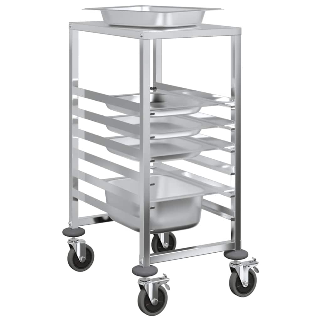 vidaXL Carro con bandejas y 6 contenedores GN 39x55x87 cm