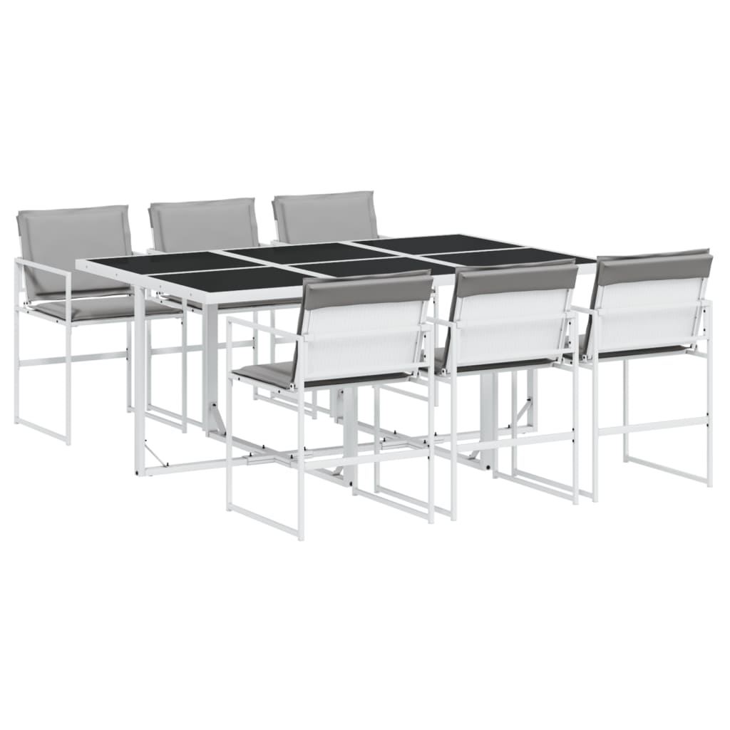 vidaXL Juego de comedor de jardín 7 pzas con cojines textilene blanco