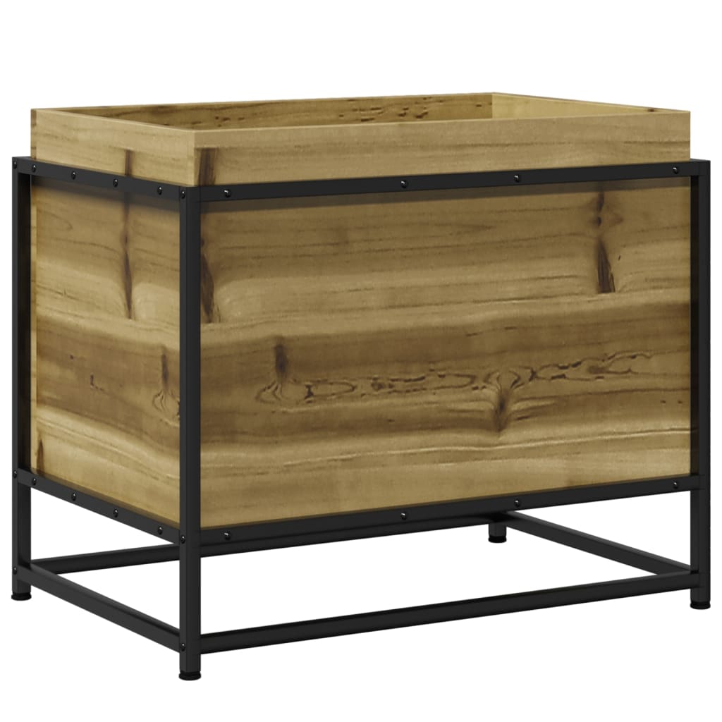 vidaXL Jardinera de madera maciza de abeto 60x40x50 cm Color Pino macizo,  Pino blanco,  Cera de pino marrón y mas