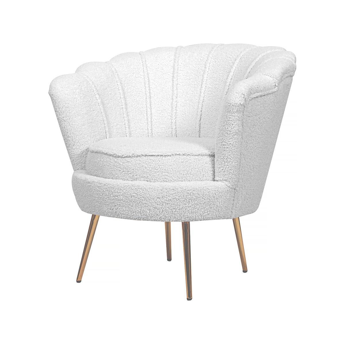Habitat y Jardin - Sillón de terciopelo "Floria" - 75 x 68 x 77,5 cm - Blanco