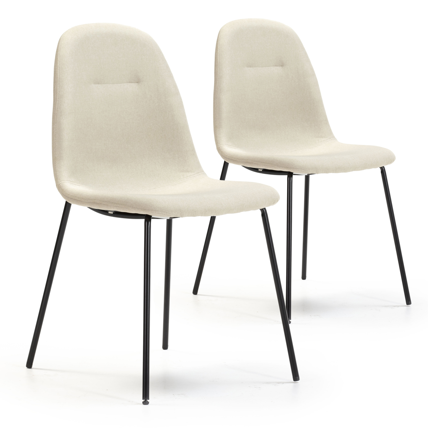 VS Venta-Stock Pack 2 Sillas Brenda Beige Tapizadas en Tela para Salón o Cocina