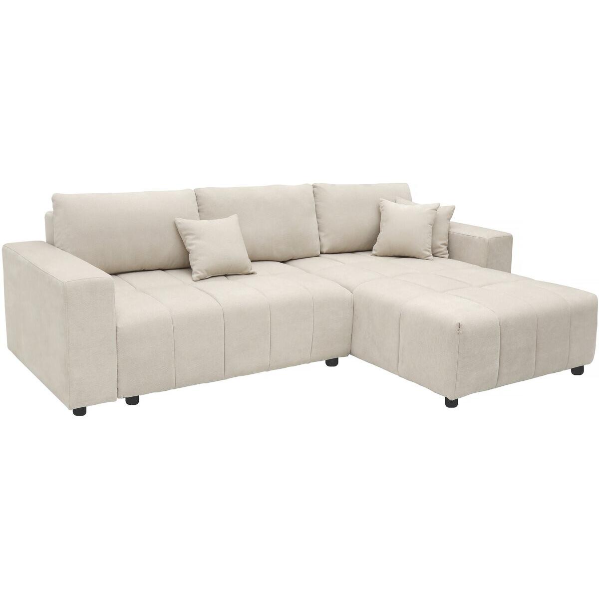 Habitat y Jardin - Sofá cama esquinero "George" 4 plazas estilo burbuja en tejido chenilla - Beige