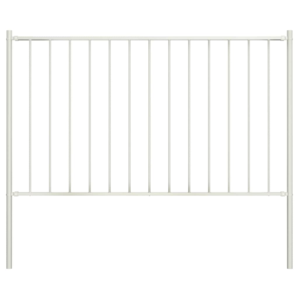 vidaXL Panel de valla con postes de acero con recubrimiento en polvo, 1,81 x 1 m, color blanco
