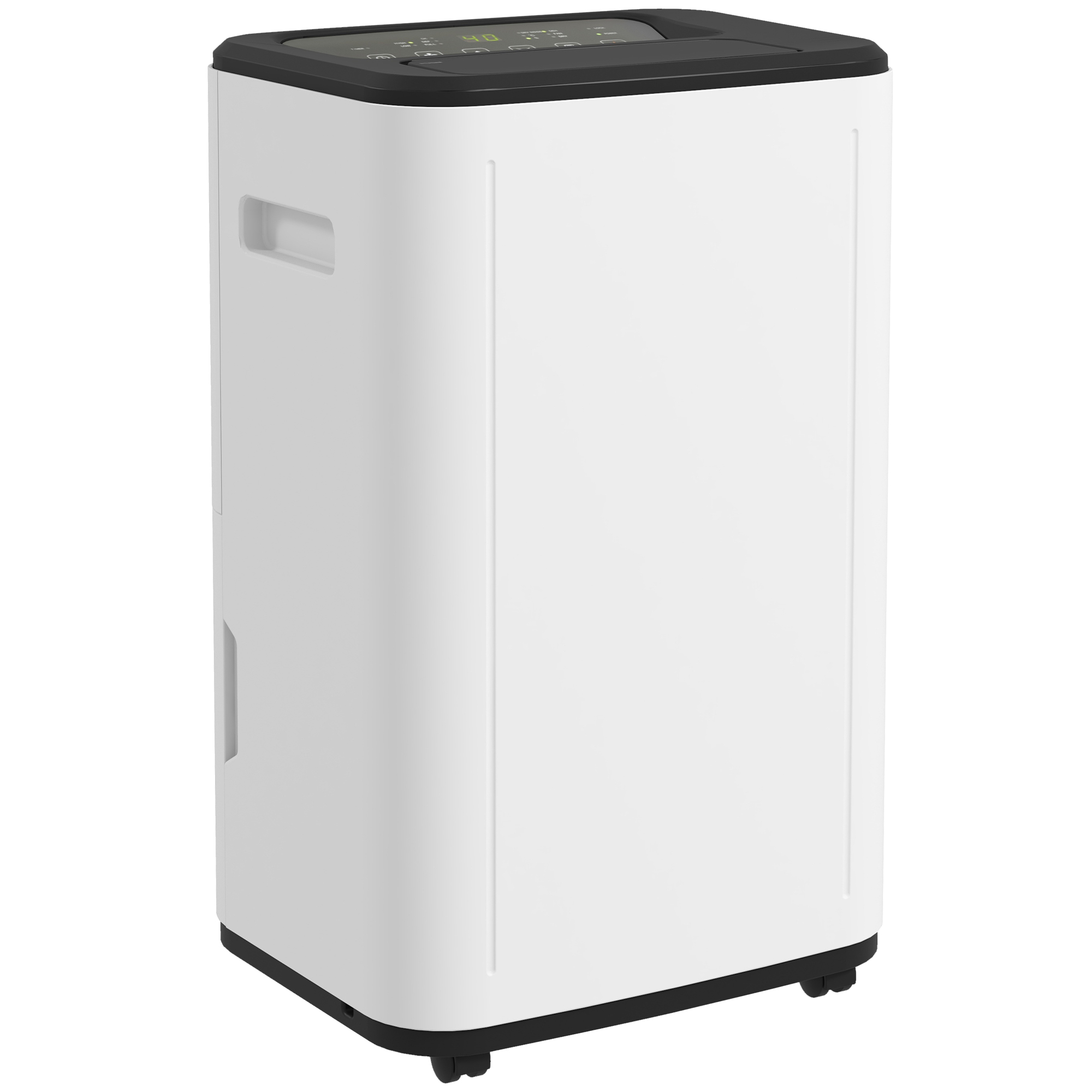 HOMCOM Deshumidificador Eléctrico 20L/Días Depósito de Agua 6L Deshumidificador Silencioso con 3 Modos 2 Velocidades Ruedas Pantalla LED Temporizador para 20-40 m² Blanco