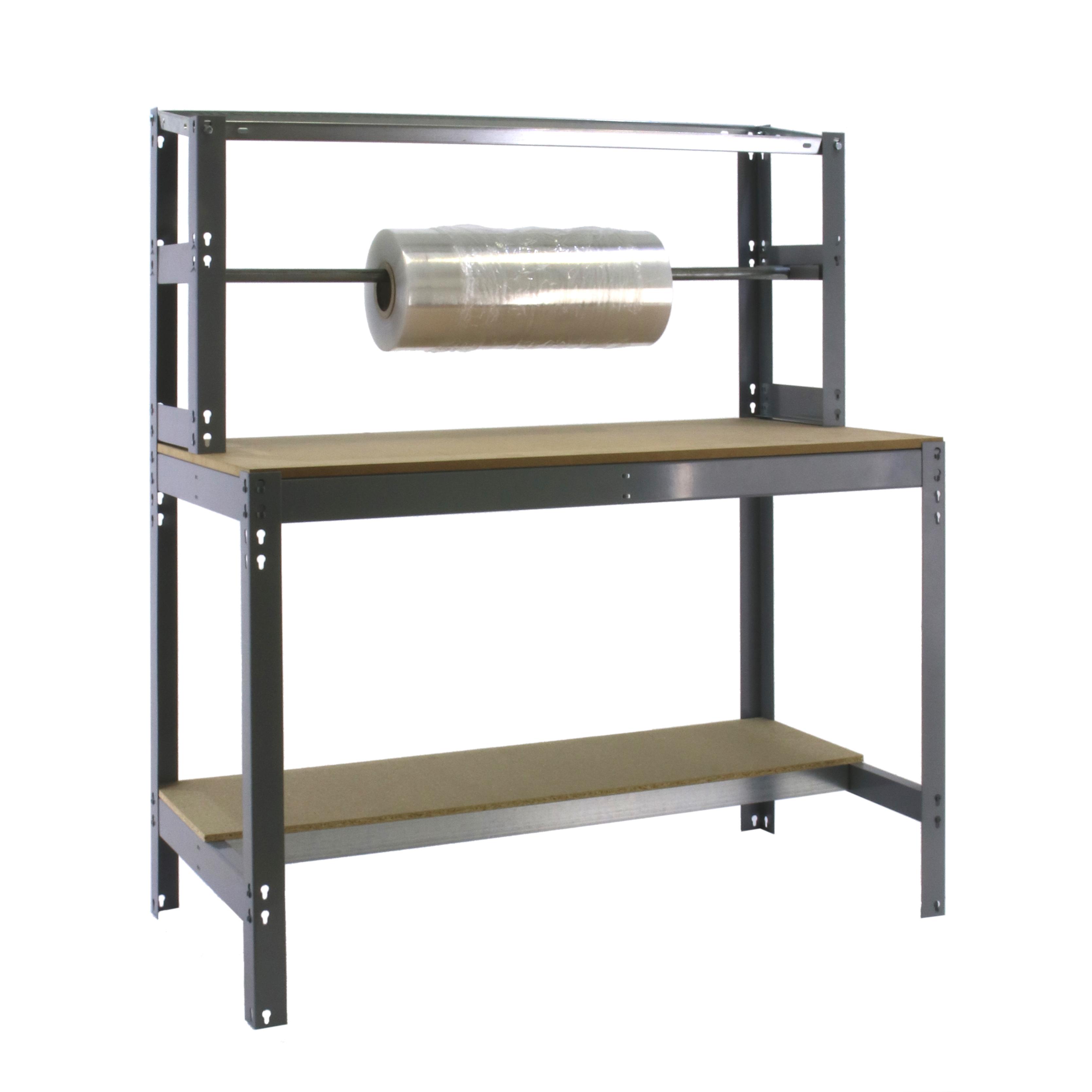 SimonRack Banco de Trabajo Taller, Capacidad Carga 600 kg, 1445x1510x760 mm, Mesa de Trabajo, Gris/Madera - BT4