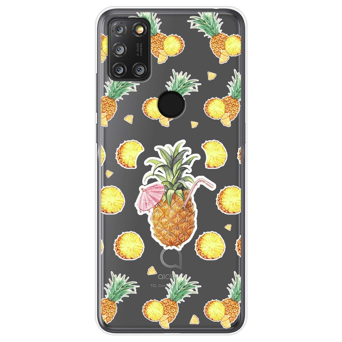 Tumundosmartphone Funda Gel Transparente para Alcatel 3X 4CAM diseño Piña Dibujos