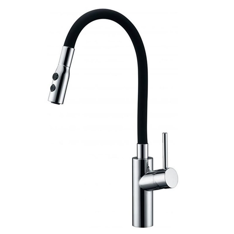 Imex Tokyo GCE016 grifo de cocina monomando flexible acabado cromado y negro mate