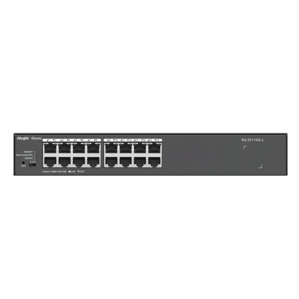 Switch de red Ruijie RG-ES116G-L 16 puertos Gigabit sin gestión rack metálico