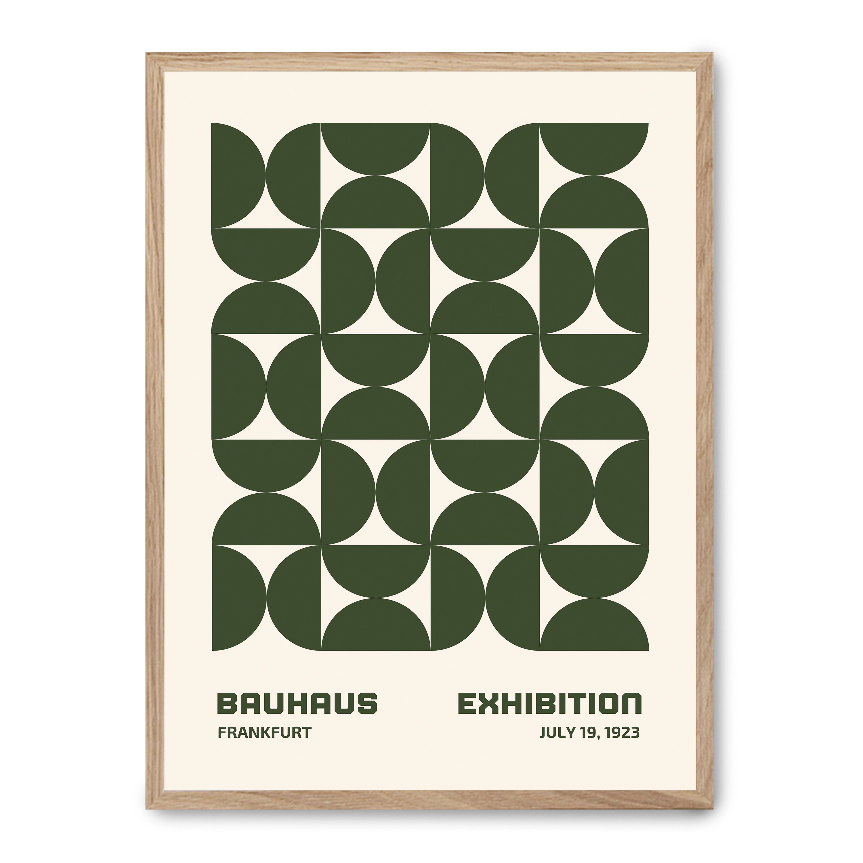 Cuadro bauhaus green forms i 30x40cm, Póster impreso en papel de primera calidad de 180gr, montado sobre marco de madera MDF acabado roble., Arte - Bauhaus