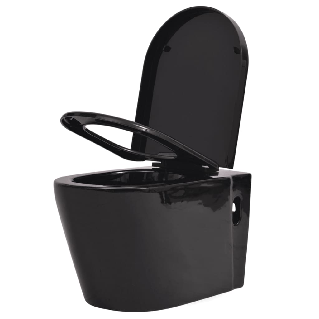vidaXL Inodoro de Montaje en la Pared de Cerámica Cierre Suave Váter WC Color Blanco,  Negro, y mas