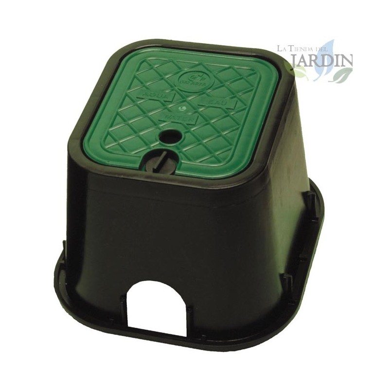 SUINGA Arqueta de Riego Jardin 27x24x18 cm | Arqueta Riego Rectangular para Electrovalvulas | Arquetas de Riego con Tapa Jardin
