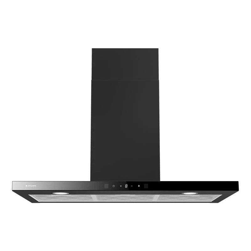 Campana Decorativa T Invertida ASPES ACPT901AN 89cm 643 Clase A+P Cristal negro  | 68dB, Niveles Extracción 4