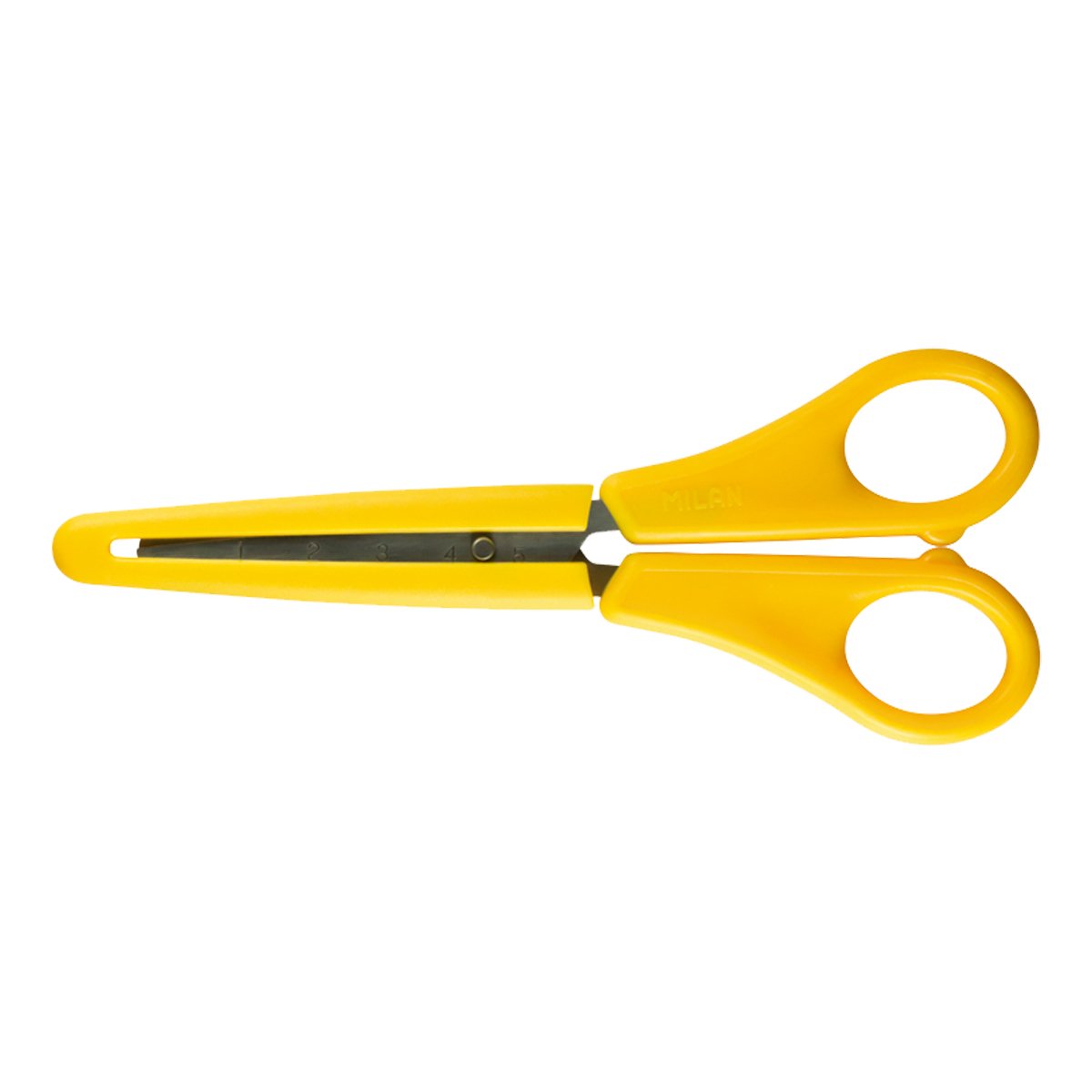 MILAN - Tijeras Escolares de 14.7 cm con Punta Redonda y Funda. Amarillo