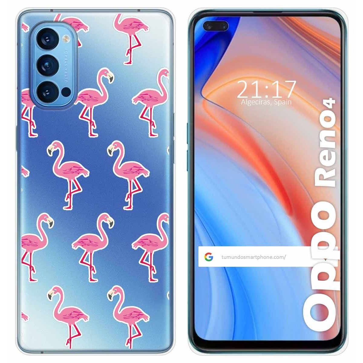 Tumundosmartphone Funda Gel Transparente para Oppo Reno 4 5G diseño Flamenco Dibujos