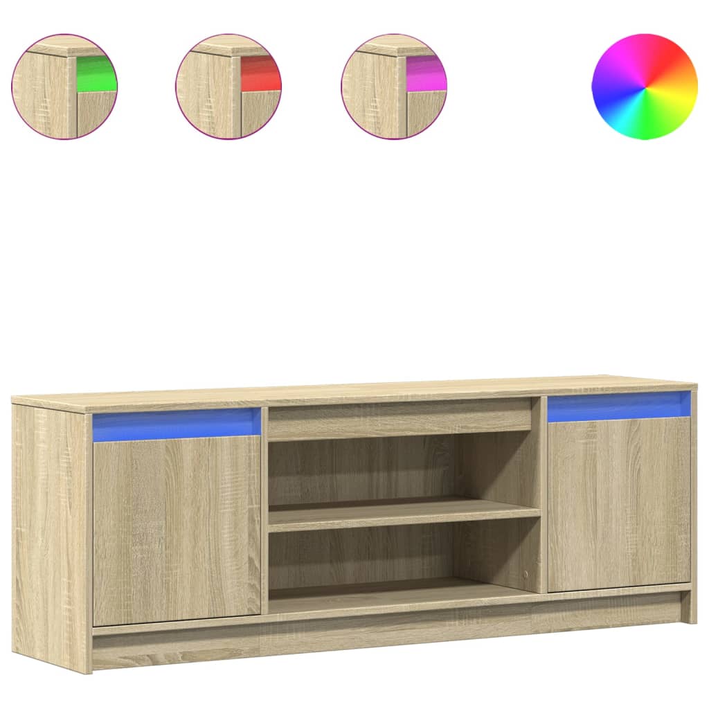 vidaXL Mueble de TV LED madera ingeniería roble Sonoma 139,5x34x50 cm