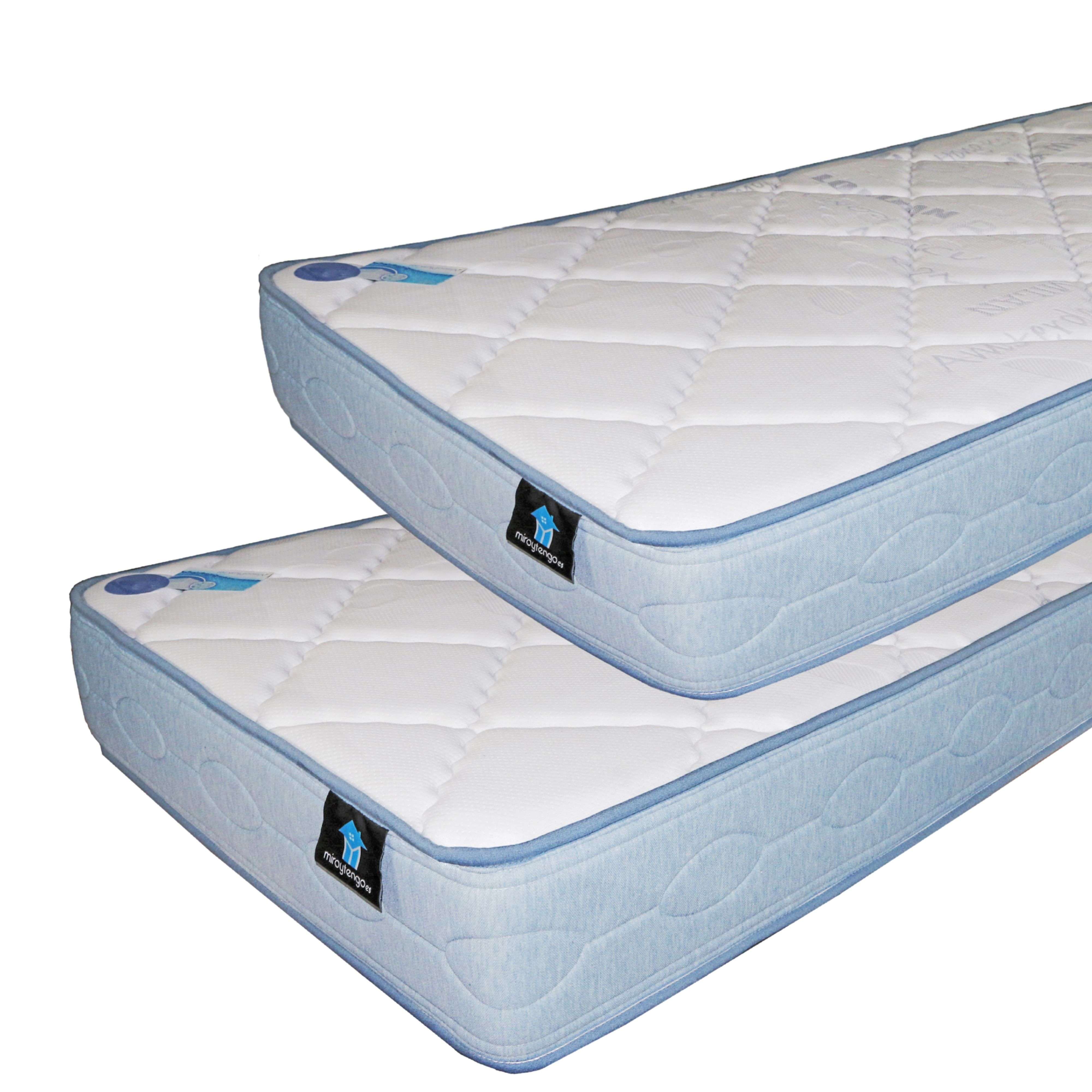 Miroytengo Pack de 2 Colchones Mirotengo Juveniles con Núcleo Foamflex HR, 2 Medidas (90x190 cm y 90x180 cm )