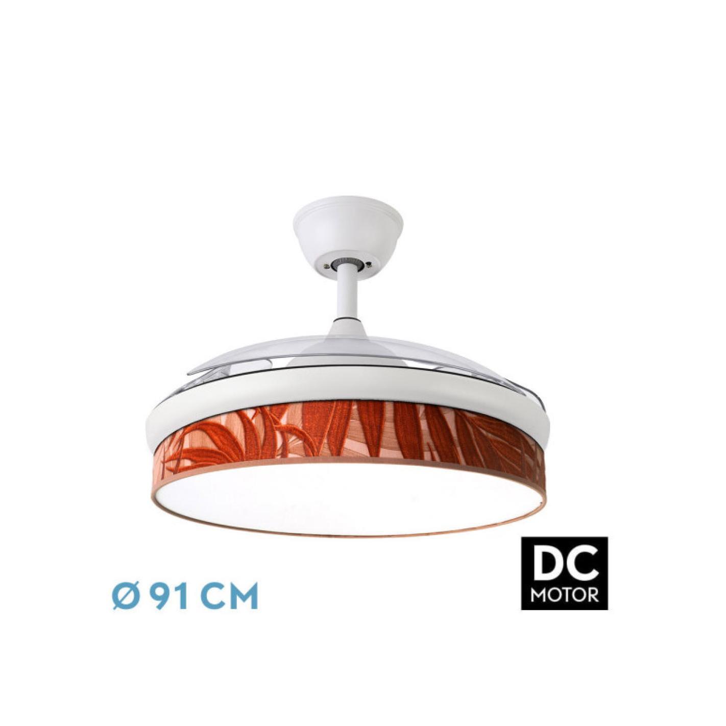 Fabrilamp - Ventilador Dc Moda 72w Blanco/hoja Caldera  91d 3aspas 7200lm 3000k, 4000k, 6000k Remoto+ Memoria+ Temporizador