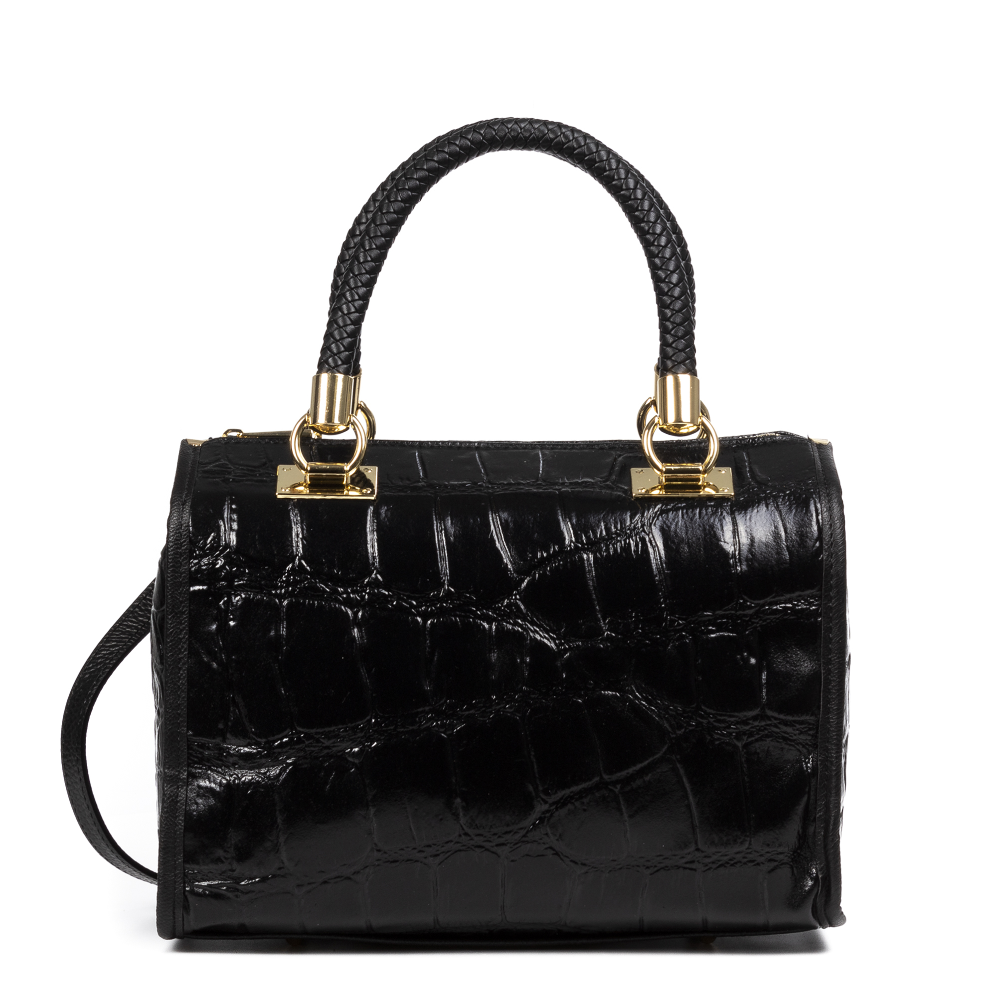Firenze Artegiani. Catena Bolso tote Mujer.Piel auténtica Gamuza Grabado Cocodrilo Grande . Made in Italy. Vera Pelle Italiana.