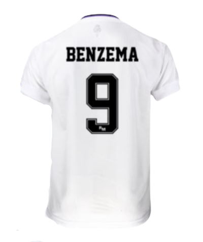 Real Madrid C.F. Camiseta Benzema 9 Primera Equipación Temporada 2022/2023  - Adulto - Replica Oficial Licenciada