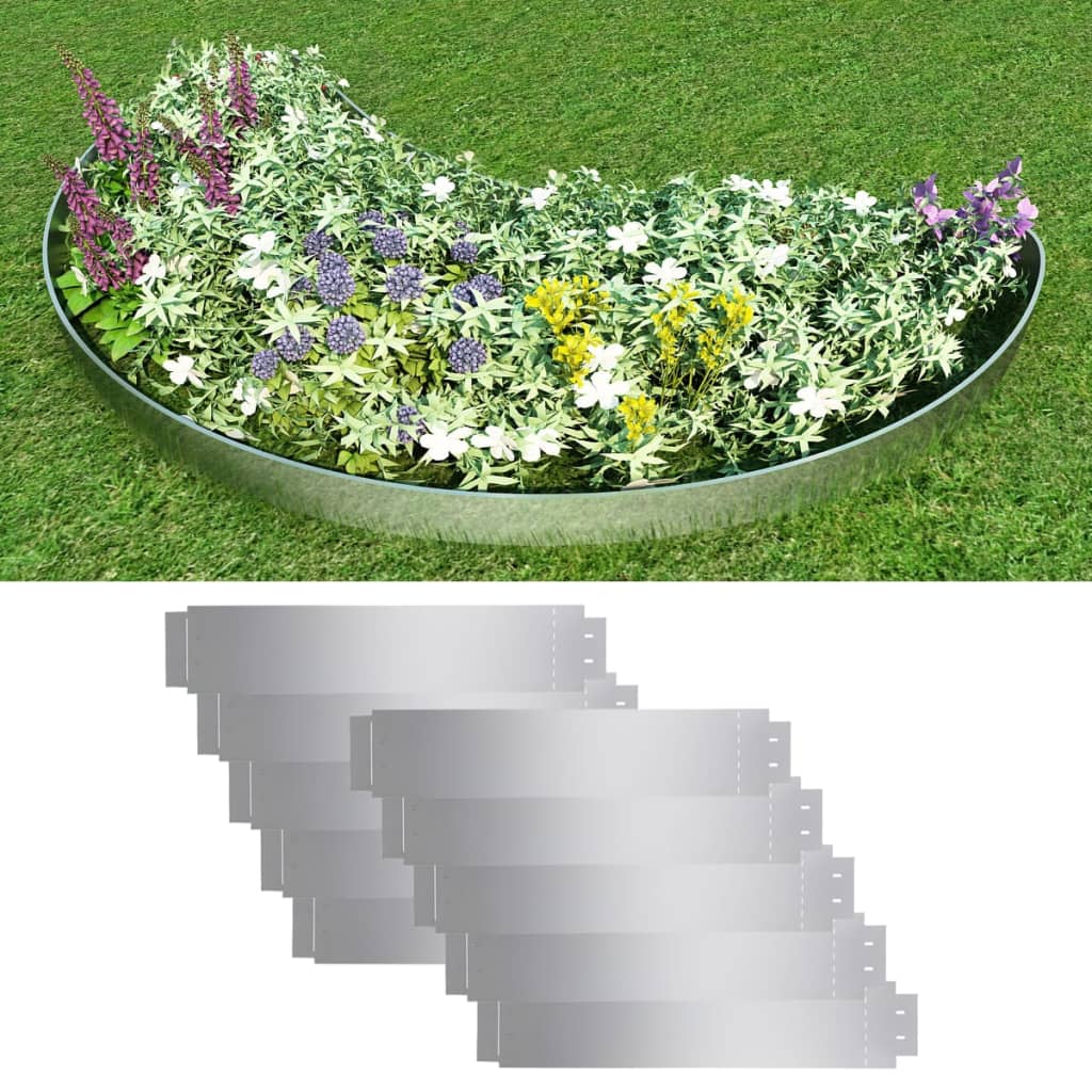vidaXL Paneles Divisores Jardín Arriates Acero Glavanizado Flexible Chapas (10 unidades) Dimensiones 100 x 14 cm, 100 x 20 cm