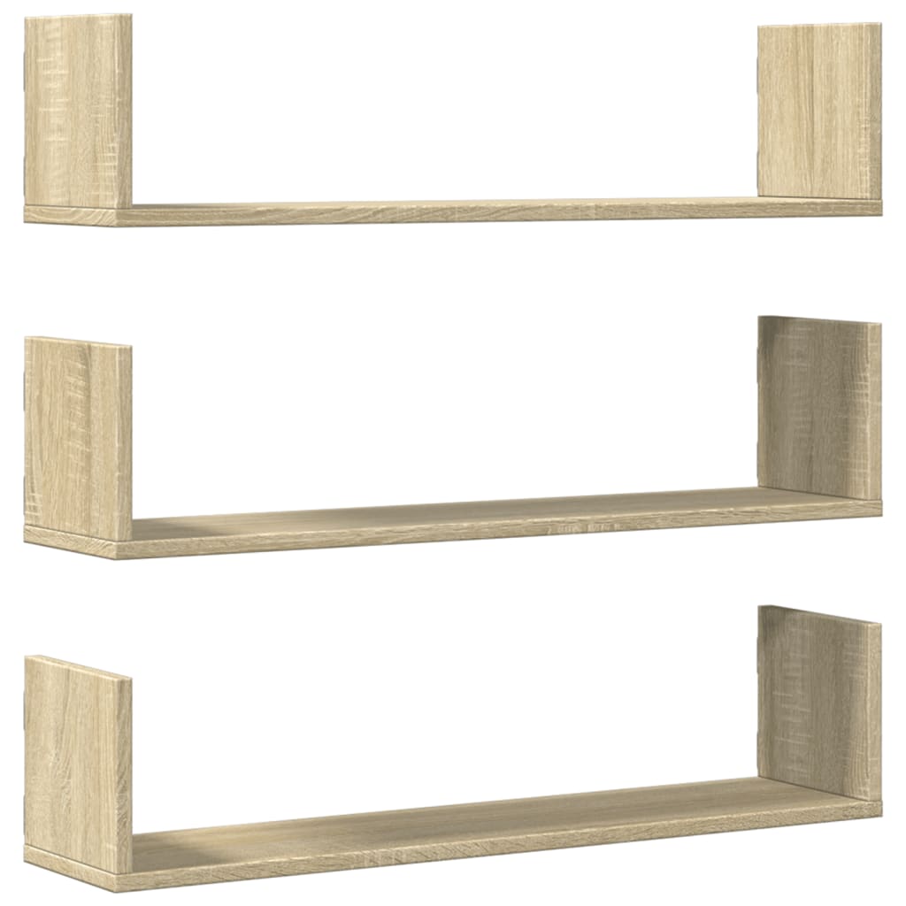 vidaXL Estantes de pared 2 uds madera ingeniería 80x18x18 cm Multicolor