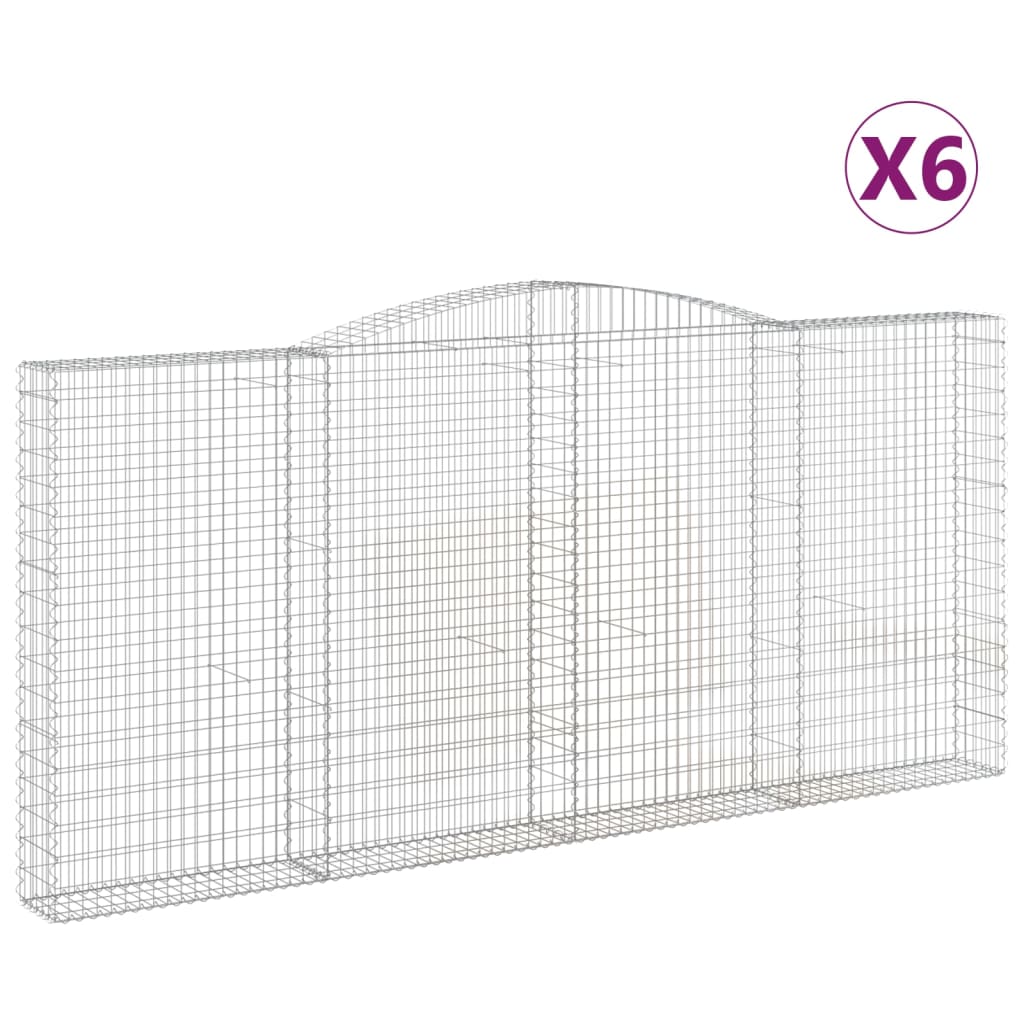 vidaXL Cestas gaviones 6 uds forma de arco hierro Dimensiones 400 x 30 x 40/60 cm,  400 x 30 x 60/80 cm,  400 x 30 x 100/120 cm y mas