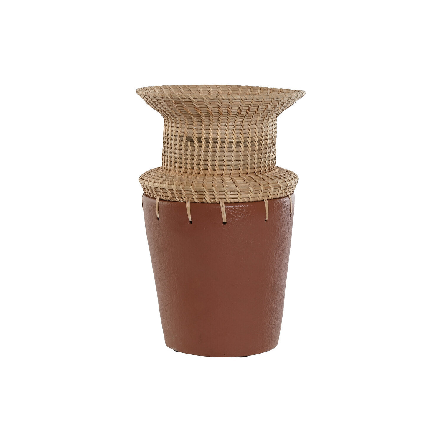 Jarron terracota ratan 22x22x35 terracota , La mejor decoración para tu hogar.