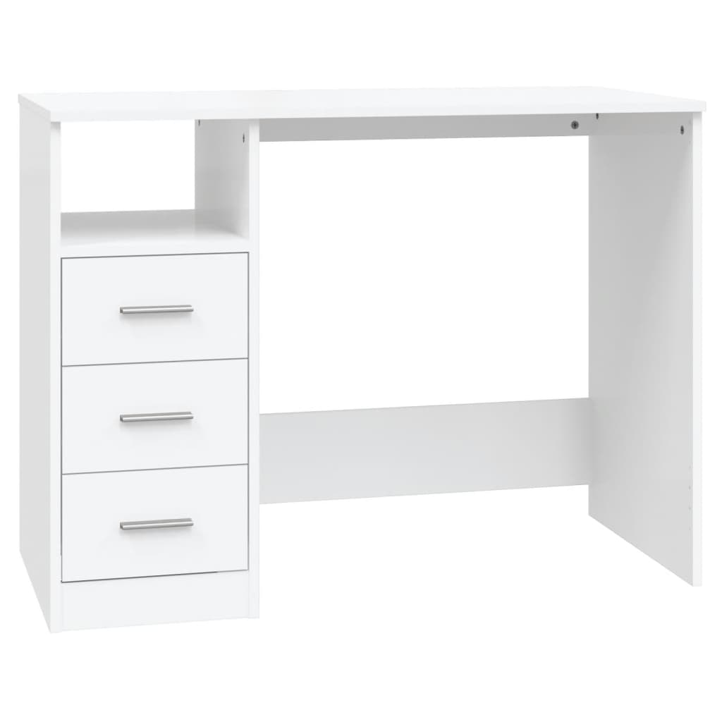 vidaXL Escritorio cajones madera contrachapada blanco 102x50x76 cm