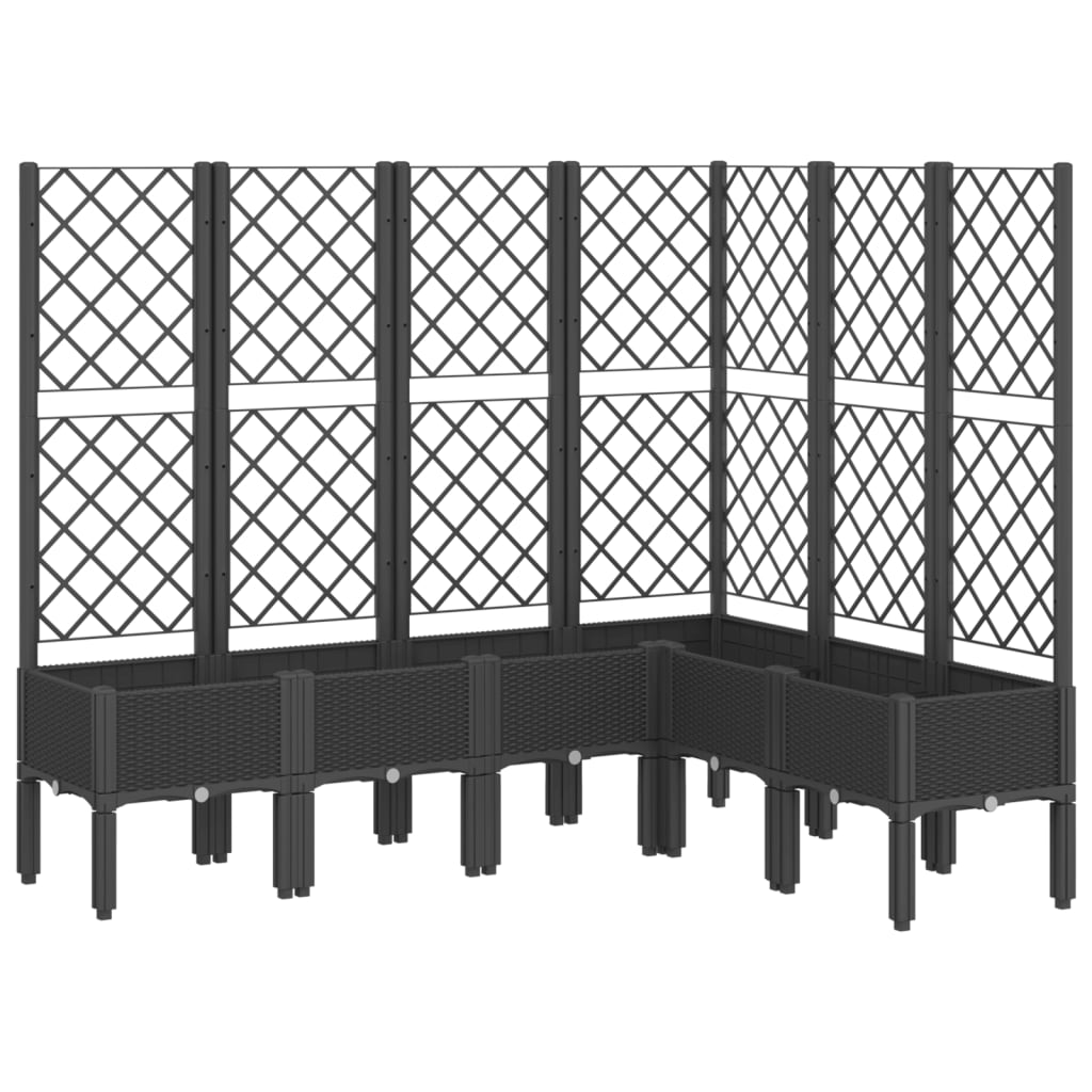 vidaXL Jardinera con enrejado PP 160x120x142 cm Color Gris,  Gris claro,  Negro y mas