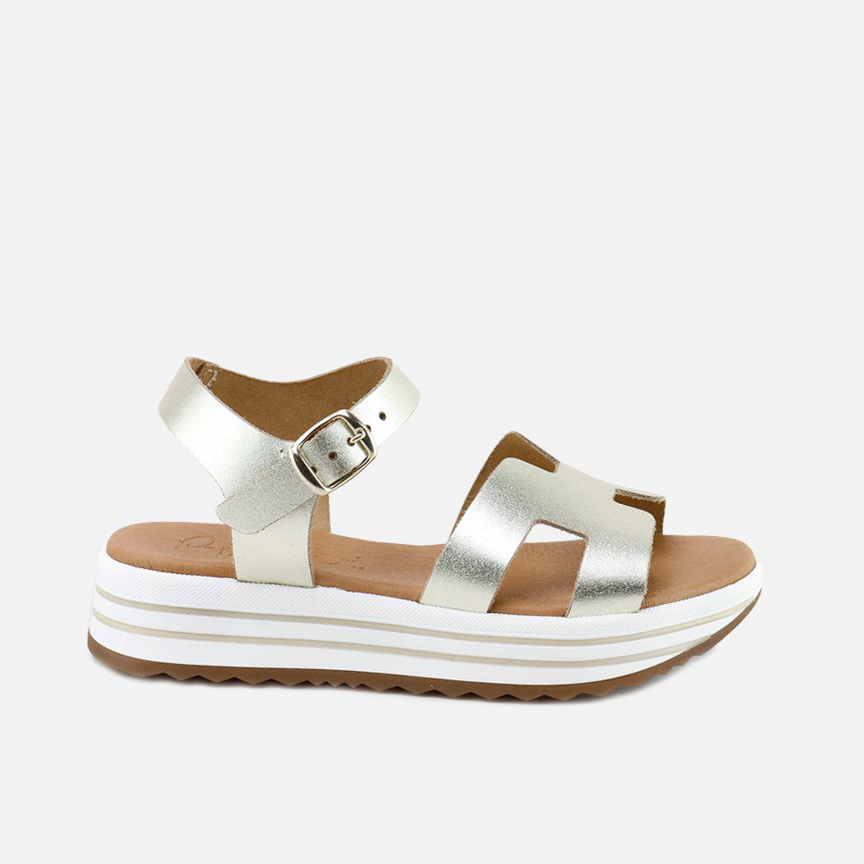Sandalias plataforma h champagne Papanatas | Eli 1957