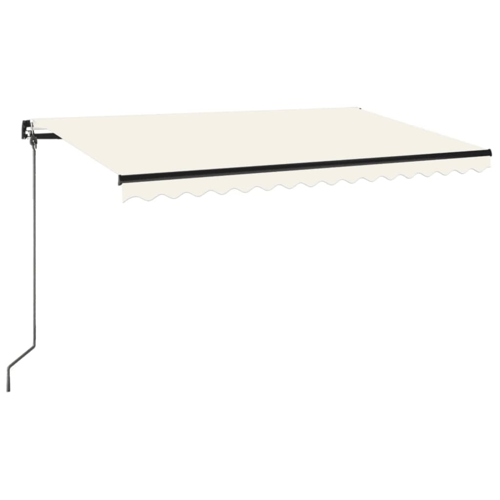vidaXL Toldo manual retráctil con LED color crema 400x350 cm