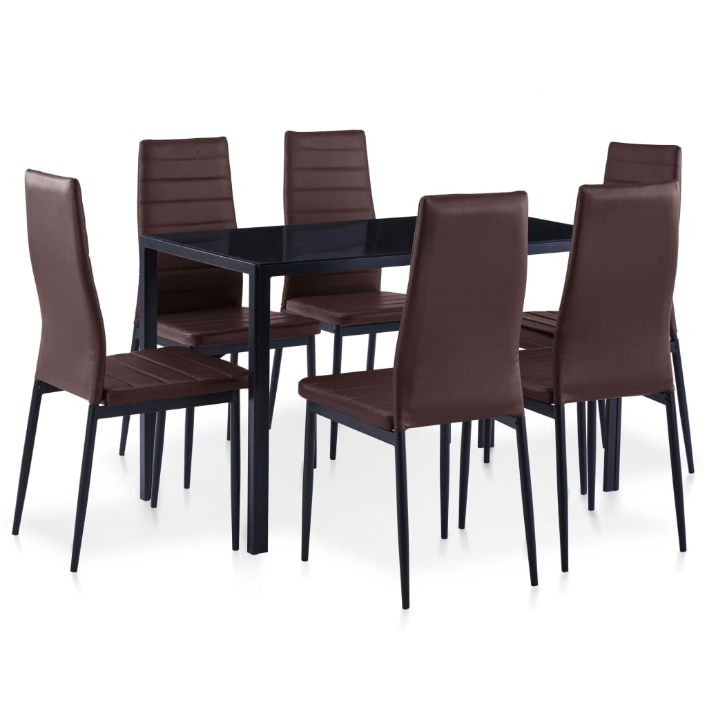 vidaXL Conjunto de mesa y sillas de comedor 7 piezas marrón