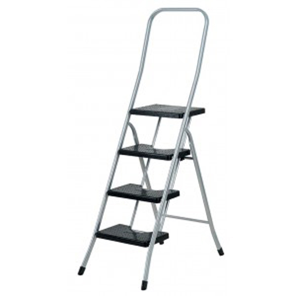 Keroppa Escalera doméstica plegable 3 peldaños aluminio con gancho de pared  multiusos. Antideslizante, ligera y resistente.