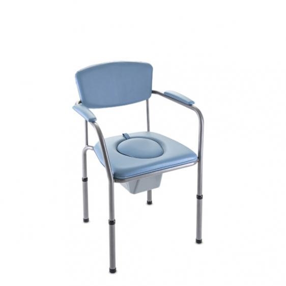 Silla WC con ruedas, Reposabrazos abatibles regulables, Reposapiés  extraíbles, Gris, Ancla