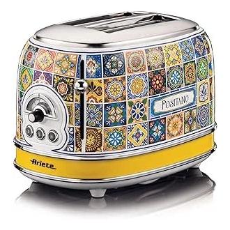 Ariete - Tostadora Positano 155 con 2 ranuras, diseño mediterráneo en amarillo y control de 6 niveles para tostado uniforme