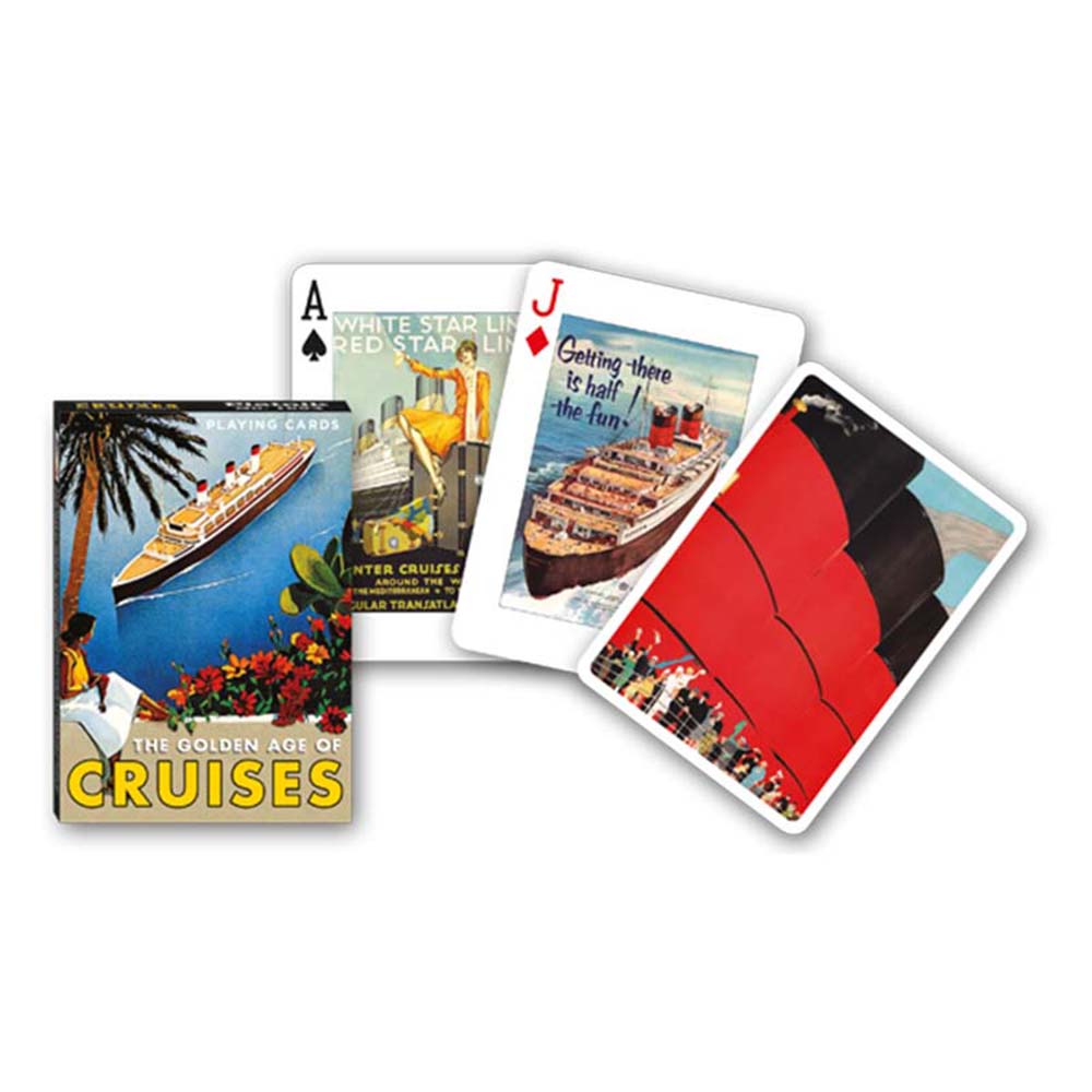 Piatnik Baraja de poker de 55 cartas Edad de oro de los cruceros Posters vintage Viajar Viaje romántico Juego mesa Jugar Adultos Colección Coleccionable Poquer