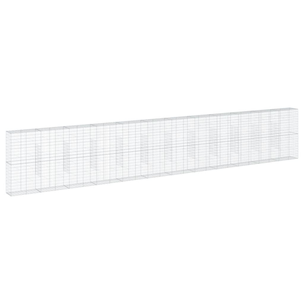 vidaXL Cesta de gaviones con cubierta hierro galvanizado 1200x50x200cm