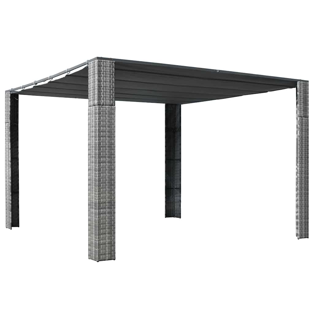vidaXL Cenador techo ratán sintético 300x300x220 cm gris y antracita