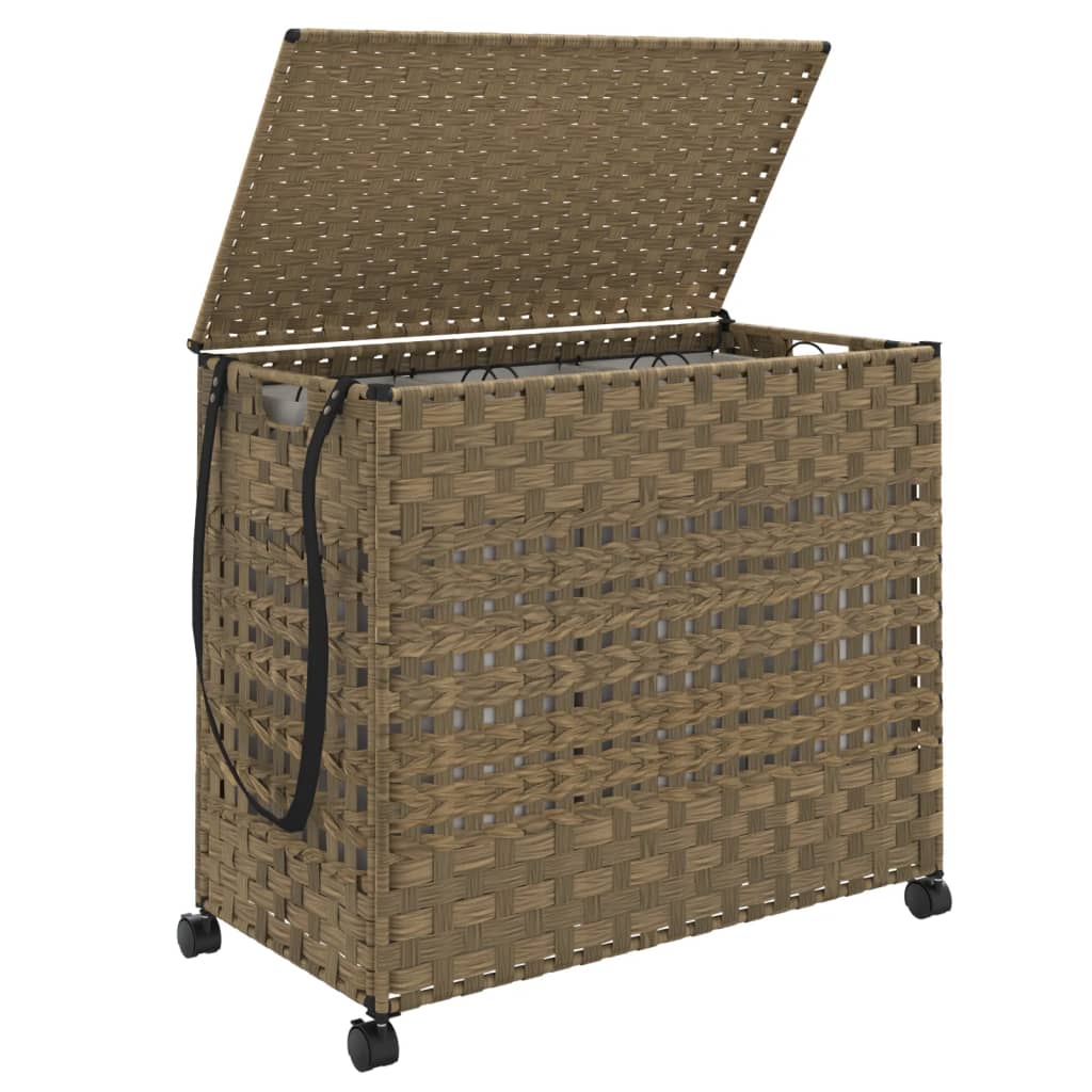 vidaXL Cesto para Ropa Sucia con Ruedas Cesta Baño Ratán Sintético Color Marrón oscuro,  Natural,  Blanco y mas
