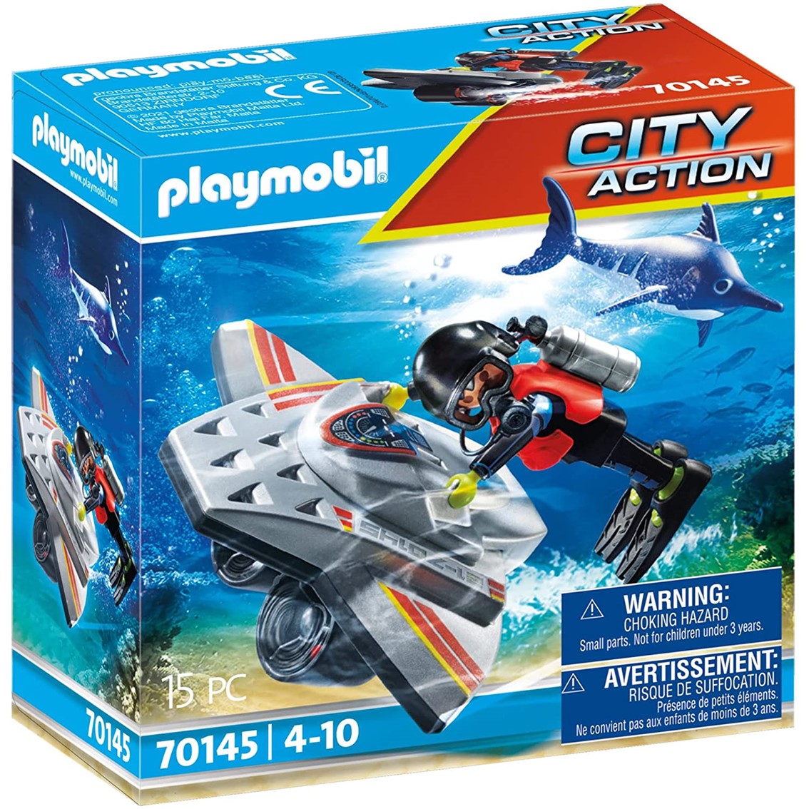 Playmobil - Sea Rescue: Diving Scooter In Rescue Operations (70145) - Vehículo de Propulsión para Buceo
